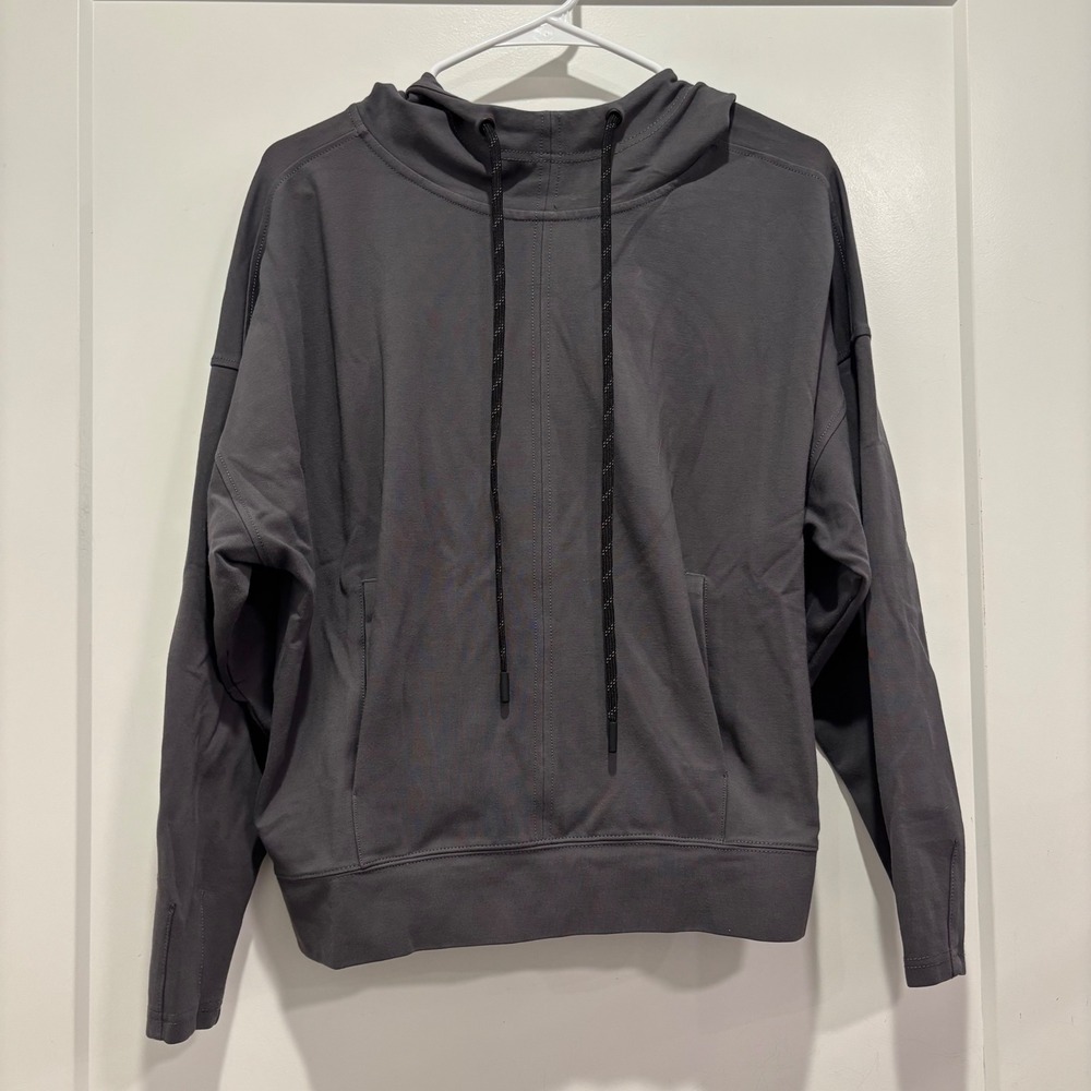 Lole Women Charcoal Gray Activewear Long Sleeve Drawstring Hoodie Size Large